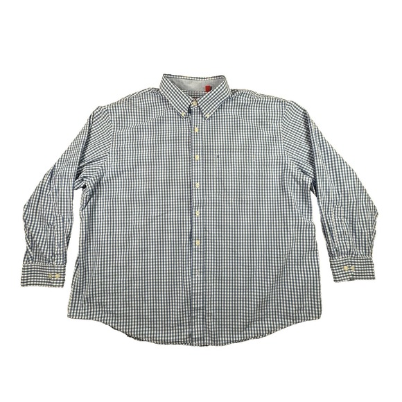 Izod Other - IZOD Men's 3XL Blue & White Check Button Down Dress Shirt Roomy Plus SEE DESCRIP